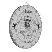 de heer Mustache Lil Man Baby Boy Stats Dartbord (Voorkant Links)