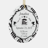 de heer Mustache Lil Man Baby Boy Stats Keramisch Ornament (Rechts)