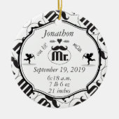 de heer Mustache Lil Man Baby Boy Stats Keramisch Ornament (Voorkant)