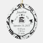 de heer Mustache Lil Man Baby Boy Stats Keramisch Ornament (Links)