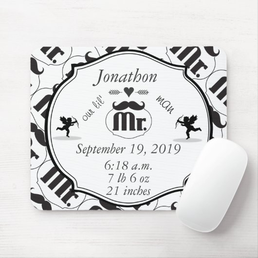 de heer Mustache Lil Man Baby Boy Stats Muismat (Met muis)