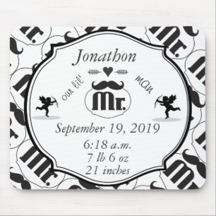 de heer Mustache Lil Man Baby Boy Stats Muismat