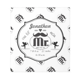 de heer Mustache Lil Man Baby Boy Stats Notitieblok