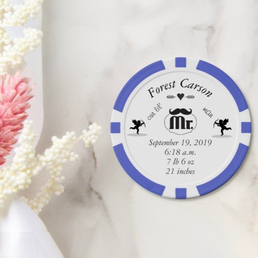 de heer Mustache Lil Man Baby Boy Stats Pokerchips