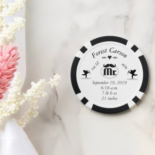 de heer Mustache Lil Man Baby Boy Stats Pokerchips