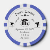 de heer Mustache Lil Man Baby Boy Stats Pokerchips (Voorkant)