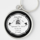 de heer Mustache Lil Man Baby Boy Stats Sleutelhanger (Voorkant)