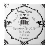 de heer Mustache Lil Man Baby Boy Stats Tegeltje (Voorkant)