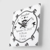 de heer Mustache Lil Man Baby Boy Stats Vierkante Klok (Hoek)