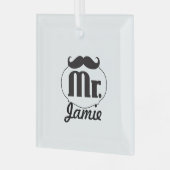 de heer Mustache Retro  Hipster Gifts Glas Ornament (Voorkant links)