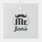 de heer Mustache Retro  Hipster Gifts Glas Ornament (Voorkant)