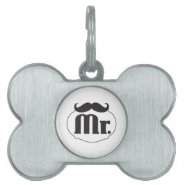 de heer Mustache Retro  Hipster Gifts Huisdieren Naamplaatje