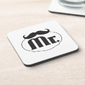 de heer Mustache Retro Hipster Gifts Onderzetter (Linkerzijde)