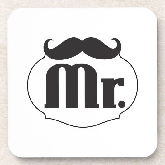 de heer Mustache Retro Hipster Gifts Onderzetter (Voorkant)