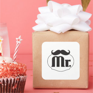 de heer Mustache Retro Hipster Gifts Vierkante Sticker