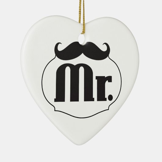 de heer Mustache Retro  Hipster Keramisch Ornament (Rechts)
