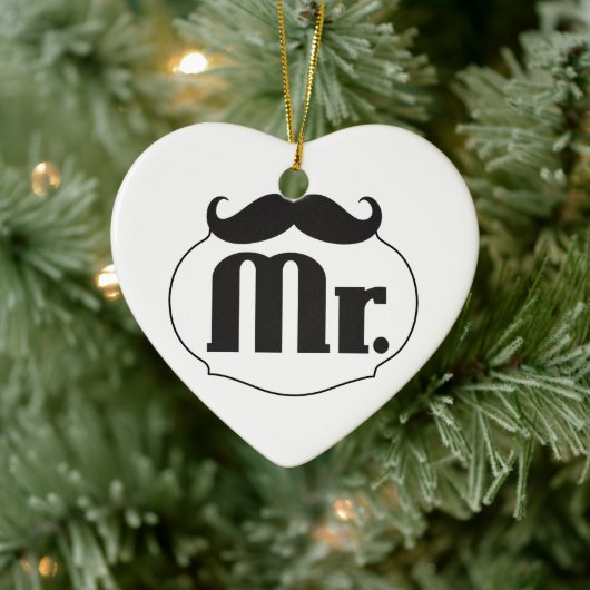 de heer Mustache Retro Hipster Keramisch Ornament (Boom)
