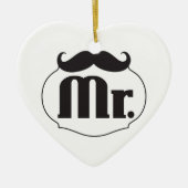 de heer Mustache Retro Hipster Keramisch Ornament (Voorkant)