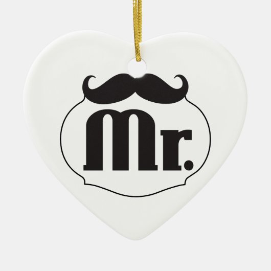de heer Mustache Retro  Hipster Keramisch Ornament (Voorkant)