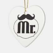 de heer Mustache Retro Hipster Keramisch Ornament (Links)