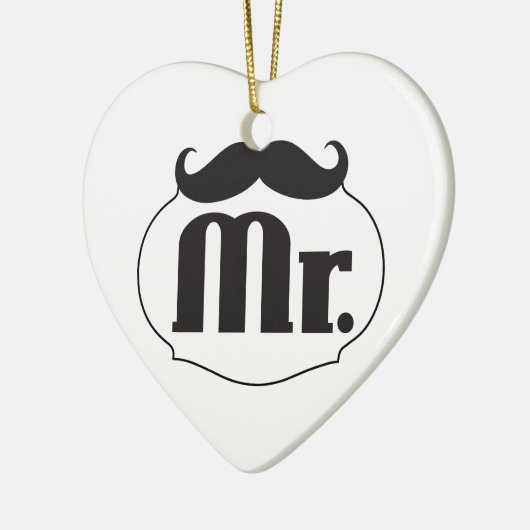 de heer Mustache Retro  Hipster Keramisch Ornament (Links)
