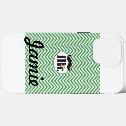 de heer Mustache Yellow en Green Case-Mate iPhone Case (Achterkant (horizontaal))