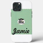 de heer Mustache Yellow en Green Case-Mate iPhone Case (Achterkant)