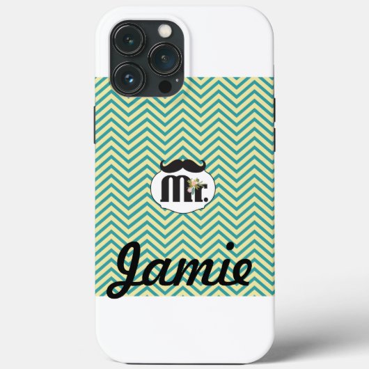 de heer Mustache Yellow en Green Case-Mate iPhone Case (Achterkant)
