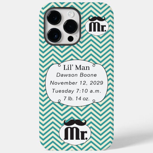de heer Mustache Yellow en Green Case-Mate iPhone Case (Achterkant)