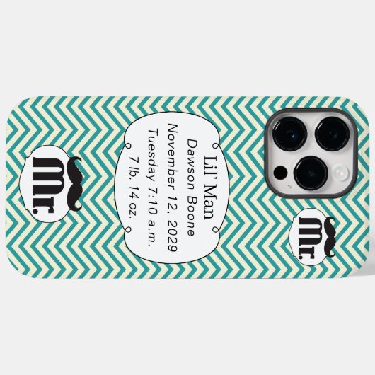 de heer Mustache Yellow en Green Case-Mate iPhone Case (Achterkant (horizontaal))