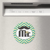 de heer Mustache Yellow en Green Magneet (Insitu (Vaatwasser))