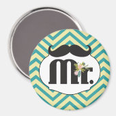 de heer Mustache Yellow en Green Magneet (Voorkant / Achterkant)
