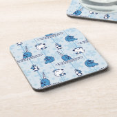 de heer Narwhal Blue Snowflake Pattern Bier Onderzetter (Linkerzijde)