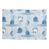 de heer Narwhal Blue Snowflake Pattern Kussensloop (Achterkant)
