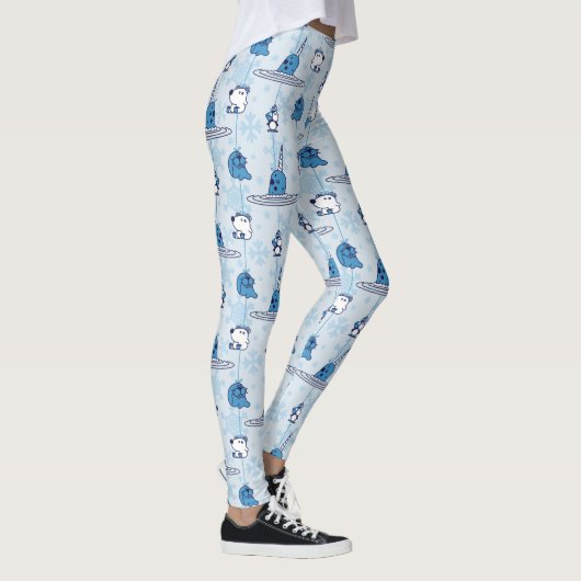 de heer Narwhal Blue Snowflake Pattern Leggings (Rechts)