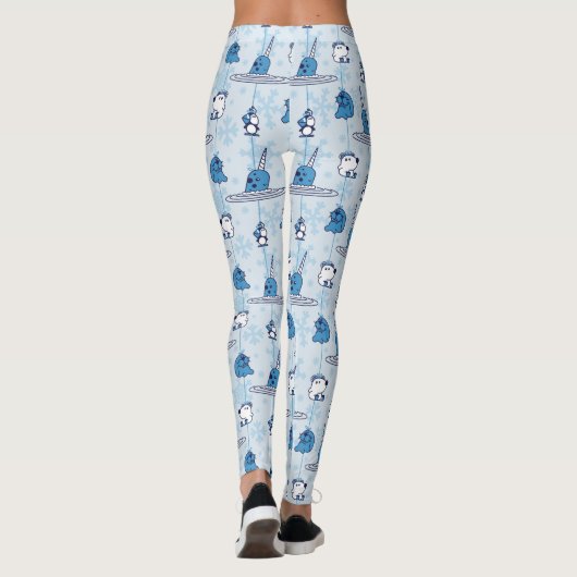 de heer Narwhal Blue Snowflake Pattern Leggings (Achterkant)