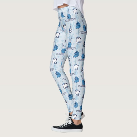de heer Narwhal Blue Snowflake Pattern Leggings (Links)