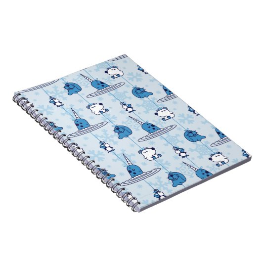 de heer Narwhal Blue Snowflake Pattern Notitieboek (Rechterzijde)