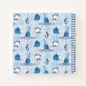 de heer Narwhal Blue Snowflake Pattern Notitieboek (Achterkant)
