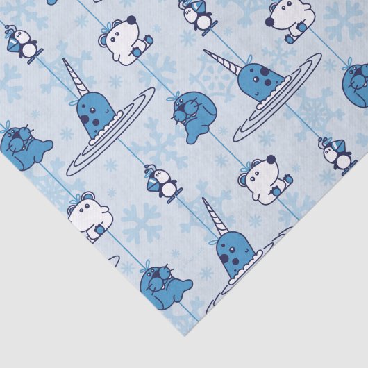 de heer Narwhal Blue Snowflake Pattern Tissuepapier (Detail)