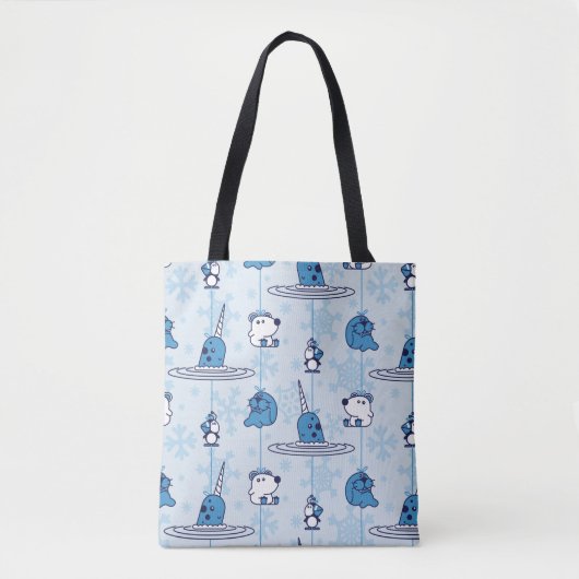 de heer Narwhal Blue Snowflake Pattern Tote Bag (Voorkant)