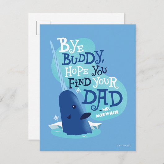 de heer Narwhal | Boeddy, ik hoop dat je je vader Briefkaart (Voorkant / Achterkant)