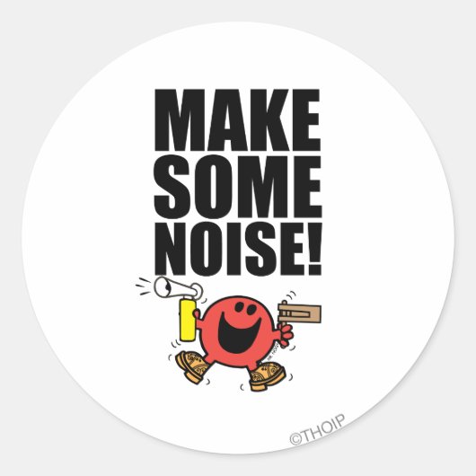 de heer Noisy | Geluid maken Ronde Sticker (Voorkant)