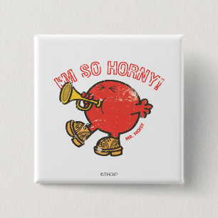 De heer Noisy Tooting Zijne Hoorn Vierkante Button 5,1 Cm