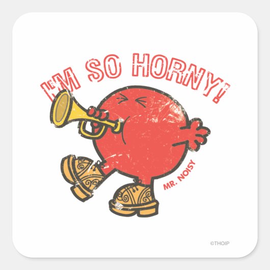 De heer Noisy Tooting Zijne Hoorn Vierkante Sticker (Voorkant)
