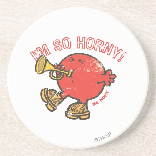 De heer Noisy Tooting Zijne Hoorn Zandsteen Onderzetter (Voorkant)