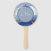 de heer of mevrouw Modern Blue Aqua Marble Wedding Handwaaier (Voorkant)