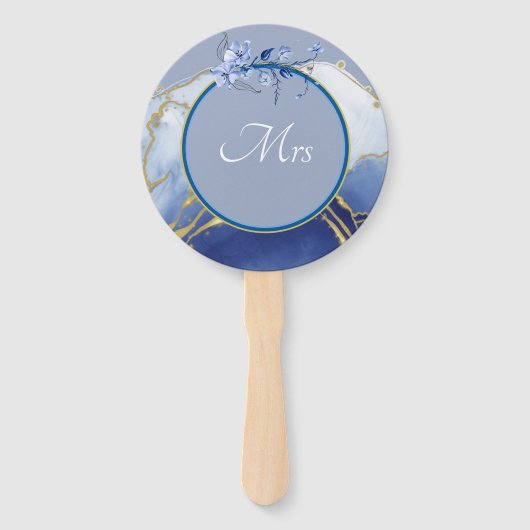 de heer of mevrouw Modern Blue Aqua Marble Wedding Handwaaier (Voorkant)