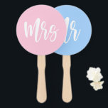 de heer of mevrouw Pink Blue Bride Groom Wedding G Handwaaier<br><div class="desc">de heer of mevrouw Pink Blue Bride Groom Wedding Game Hand Fan</div>