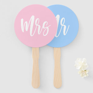 de heer of mevrouw Pink Blue Bride Groom Wedding G Handwaaier